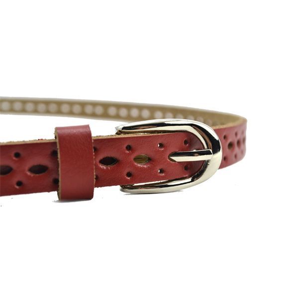Fashion women's cowhide strap women's genuine leather thin belt women's all-match belt cutout belt