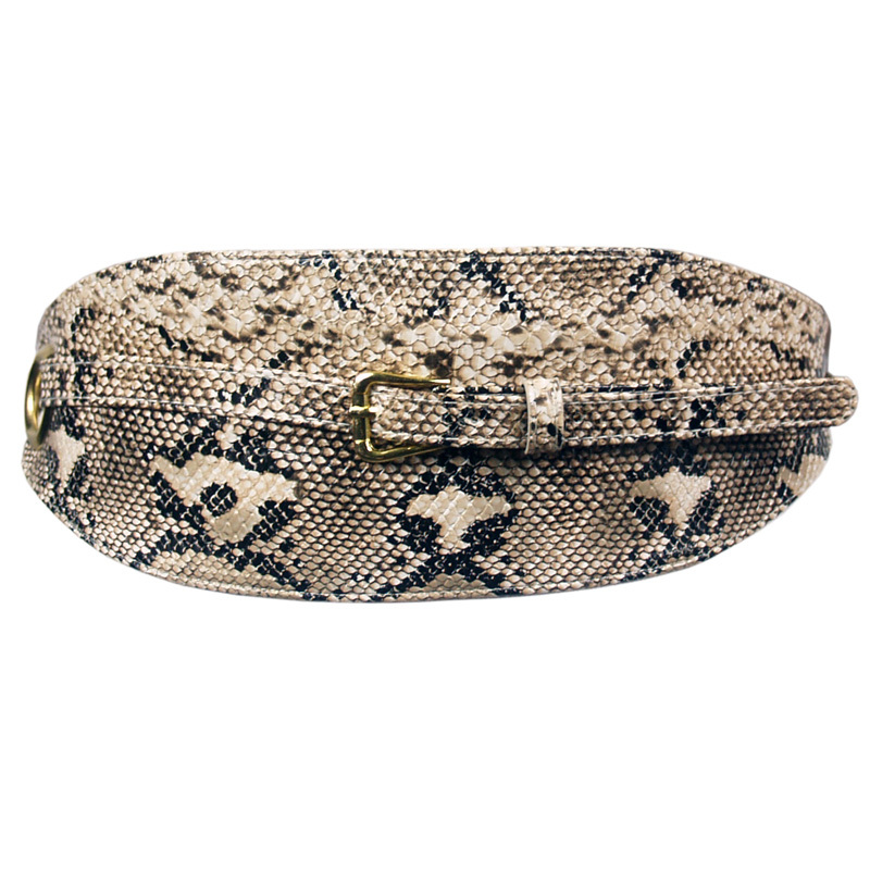 Fashion women's double-circle wide belt with snake japanned leather