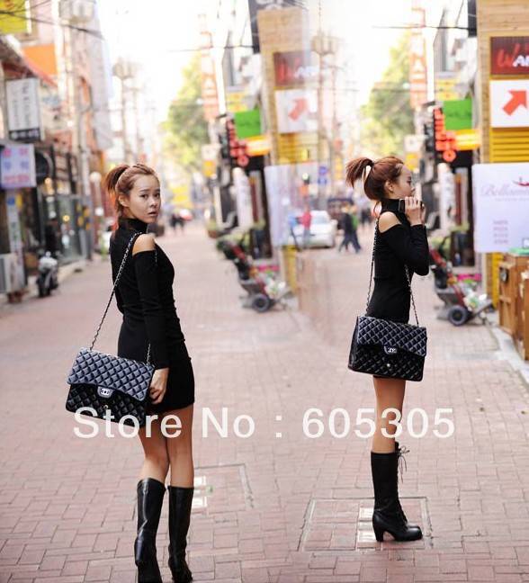 Fashion Women's dress Hollowed Sexy Slim was thin bottoming shirt a black turtleneck dress free Shipping 8885  Hot!!!