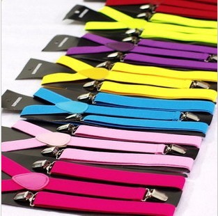 Fashion Women's Elastic Clip-on Solid Candy Color Suspenders,28colors,28pcs/lot