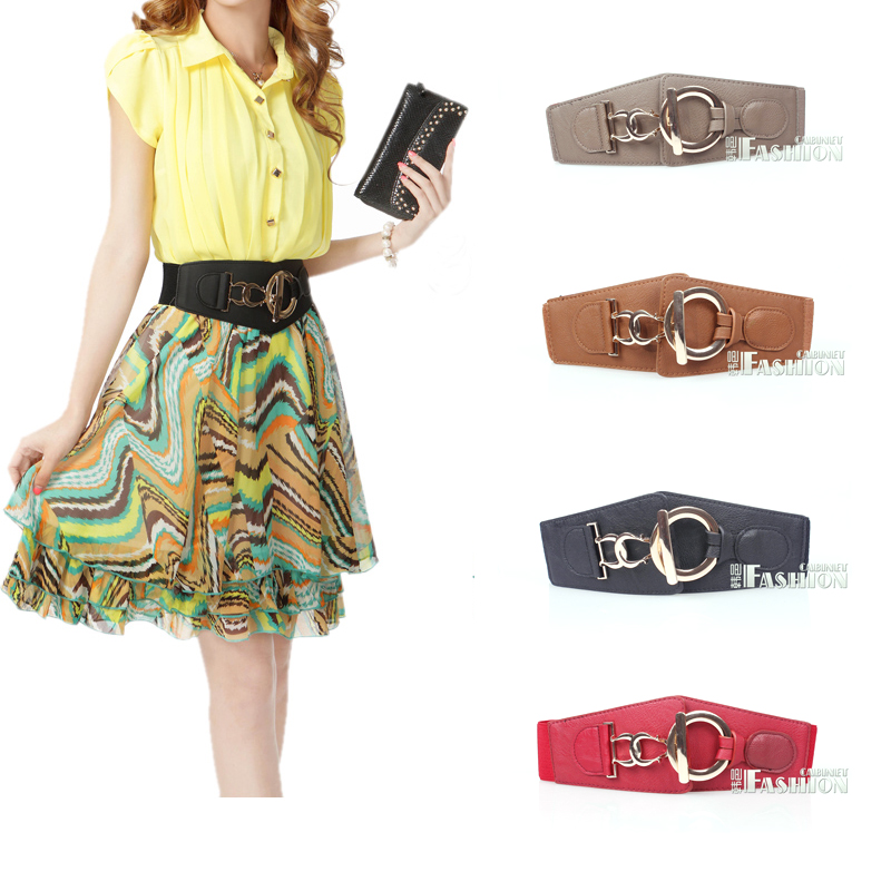 Fashion women's genuine leather belt all-match elastic waist belt female decoration cummerbund female black b15