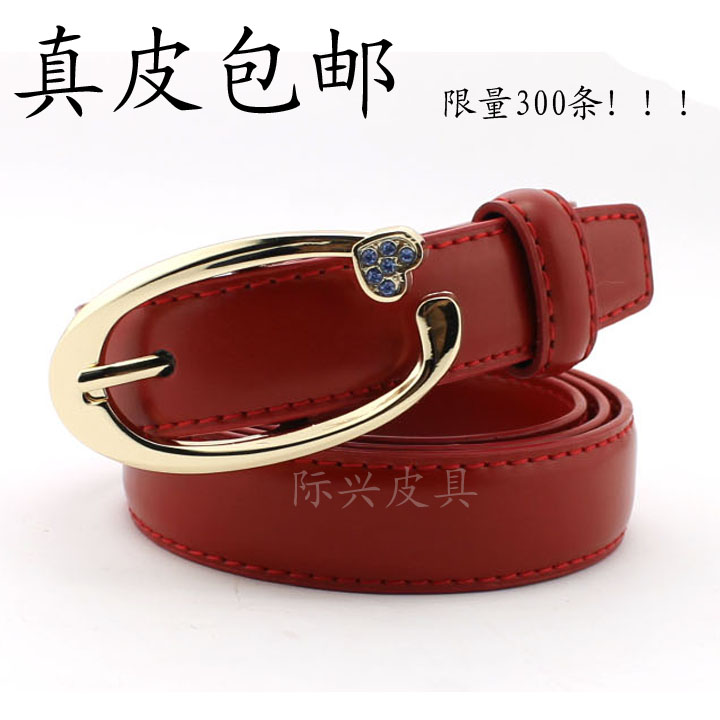 Fashion women's genuine leather candy color thin belt fine Women all-match cowhide strap Women belt