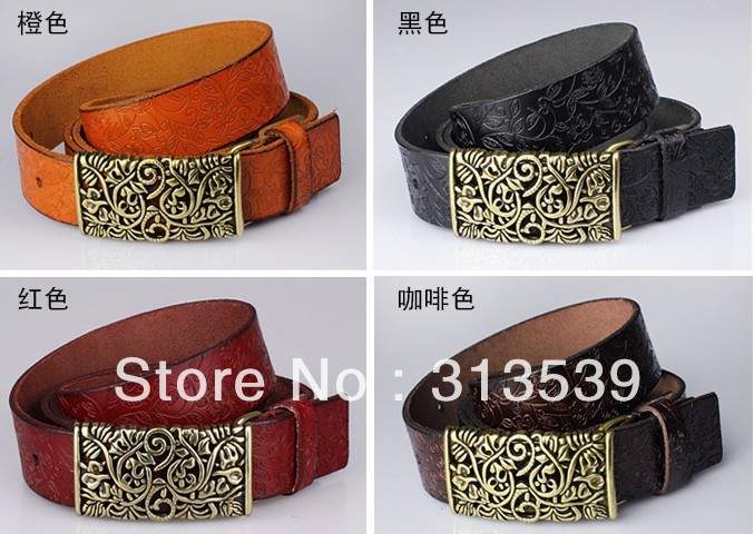 Fashion women's genuine leather strap casual female belt cutout buckle cowhide female strap belt