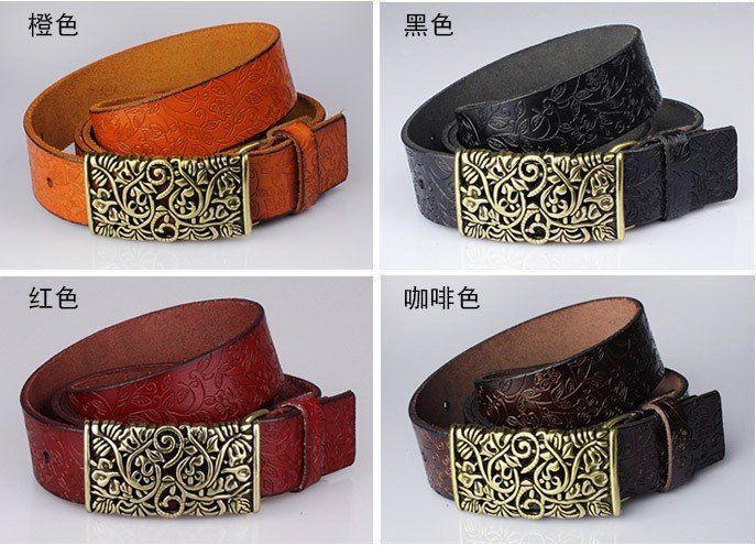 Fashion women's genuine leather strap casual female belt cutout buckle cowhide Ladies strap belt