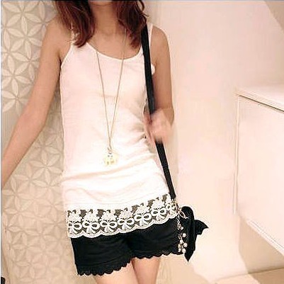 Fashion women's lace decoration bow tank cotton vest