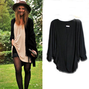Fashion women's loose batwing sleeve long-sleeve cape cardigan modal batwing shirt thin outerwear