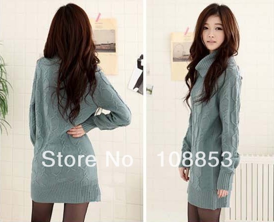 Fashion Women's  Medium-Long Turtleneck Warm Knitting Sweater Free Shipping CMS-0004