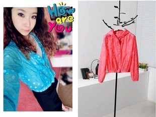 Fashion women's new arrival candy color dot with a hood coat sunscreen