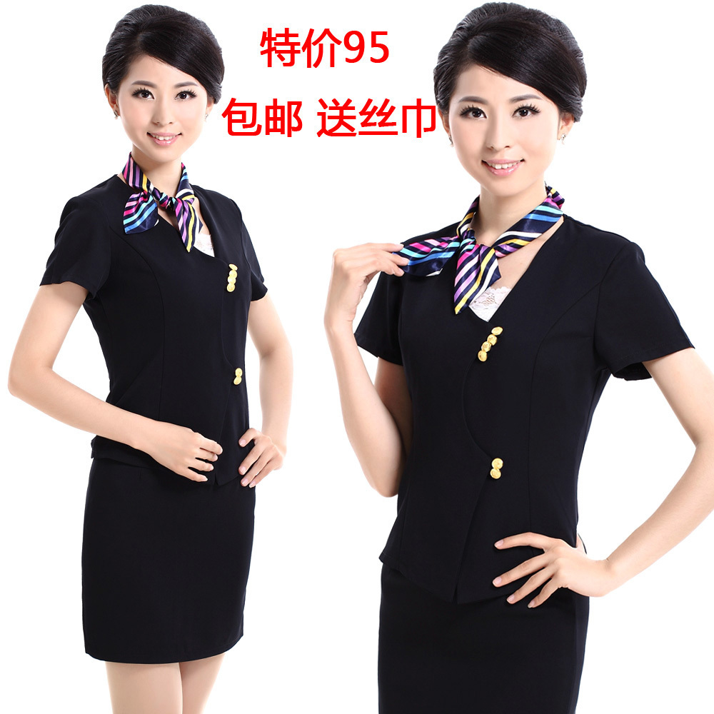 Fashion women's professional set dress front desk stewardess uniforms work wear