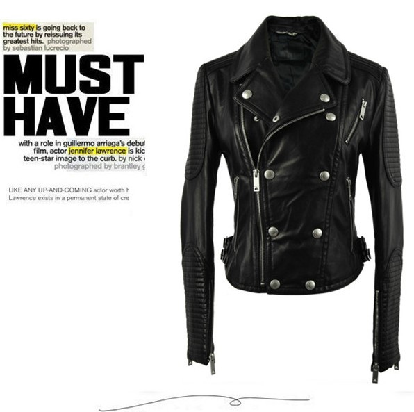 Fashion women's pull style motorcycle genuine sheepskin leather short design leather clothing slim outerwear