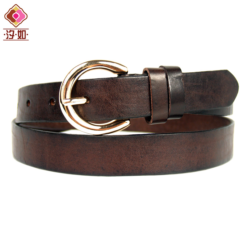 Fashion women's pure first layer of cowhide strap trend vintage casual genuine leather waist of trousers belt brown