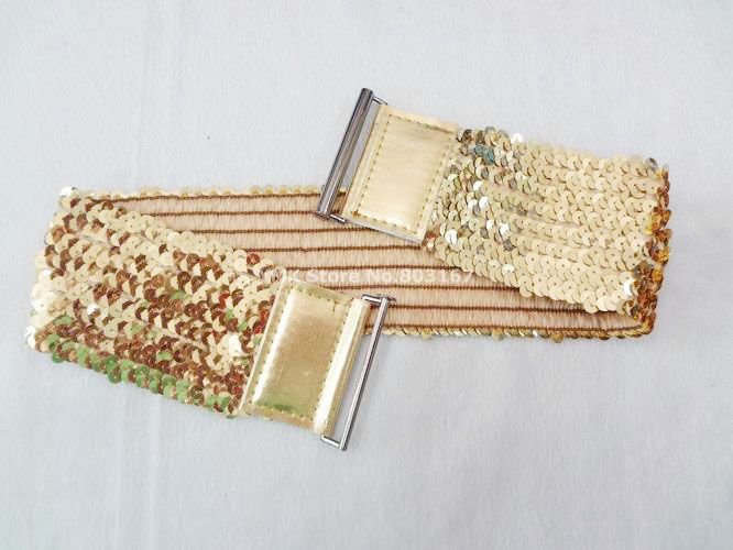 Fashion Women's PVC Paillette Waist Belt,PU Leather Elastic Waistband,Gold/Silver/Black,6PCS/LOT Free Shipping