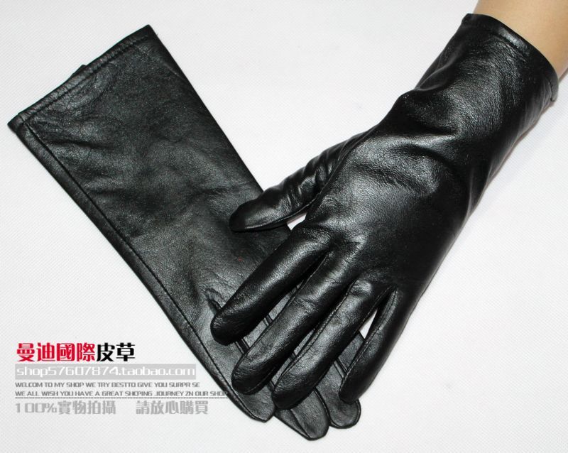 Fashion women's sheepskin genuine leather gloves brief winter thermal yarn