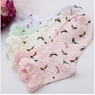 Fashion  Women's Short Socks /Cute Printed Style/Breathable Cotton Socks/ Lace Bordered/Wholesale,Free Shipping