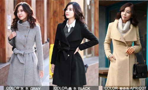 Fashion women's slim trench winter warm coat dress jacket single-breasted OL coats 3 colors 4 sizes