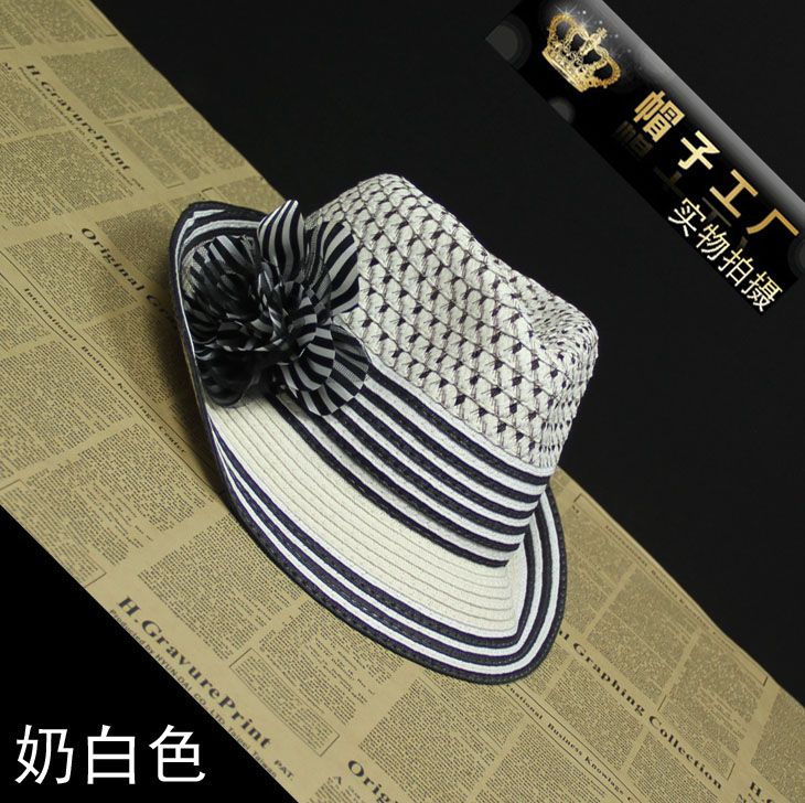 Fashion women's strawhat summer outdoor sunbonnet millinery beach hat fedoras jazz hat