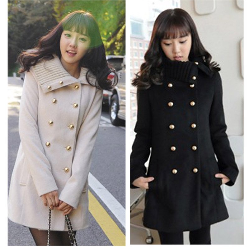 Fashion Women's Trench Coat Winter Outerwear Long Slim Double Breasted Black /Beige ,Free Shipping  Dropshipping
