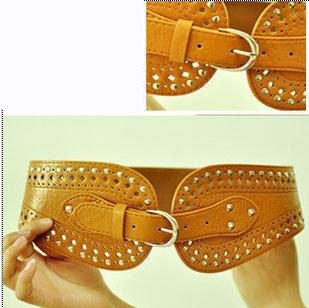 Fashion women vintage rivet elasticated wide waist belt,leather belt  lady's accessory wholesale