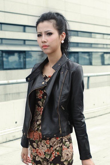 Fashion Womens Korea Sexy Black Ladies Top leather Jacket Coat Outerwear Fur Clothing (Drop Shipping) MP024
