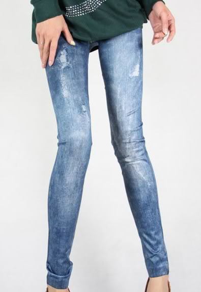 Fashion Womens Lady Cowboy Jeggings Stretch Skinny Leggings Tights Pencil Pants[040230]