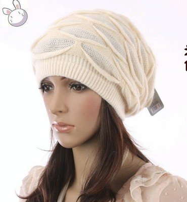 Fashion Womens Winter  knitted hats  Beanies Skullies Hat Cap Wool Beige No066 Free Shipping