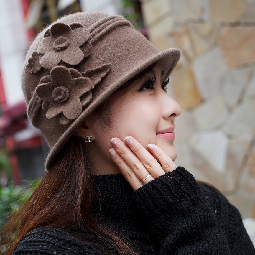 Fashion wool bucket hats bucket hat female autumn and winter yarn woolen wool knitted hat