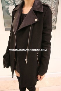 Fashion wool feel overcoat personalized motorcycle trench fashion outerwear