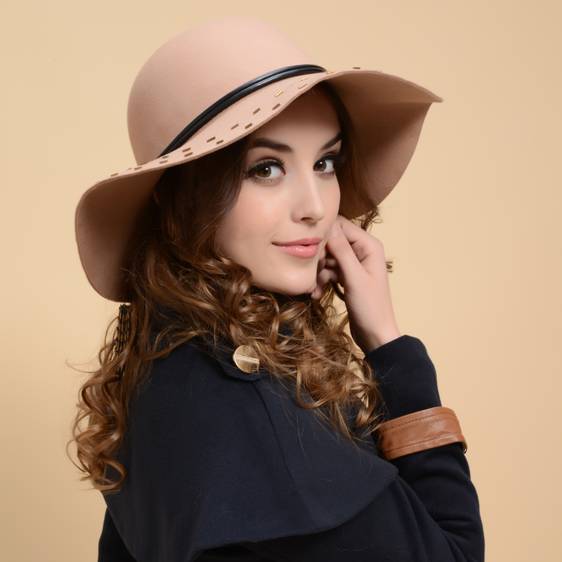 Fashion woolen cap women's large brim hat sunscreen large fedoras female hat female spring and autumn winter