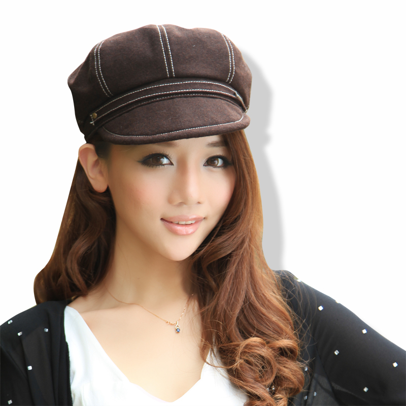 Fashion woolen women's sa octagonal cap newsboy cap hat sun-shading sunscreen