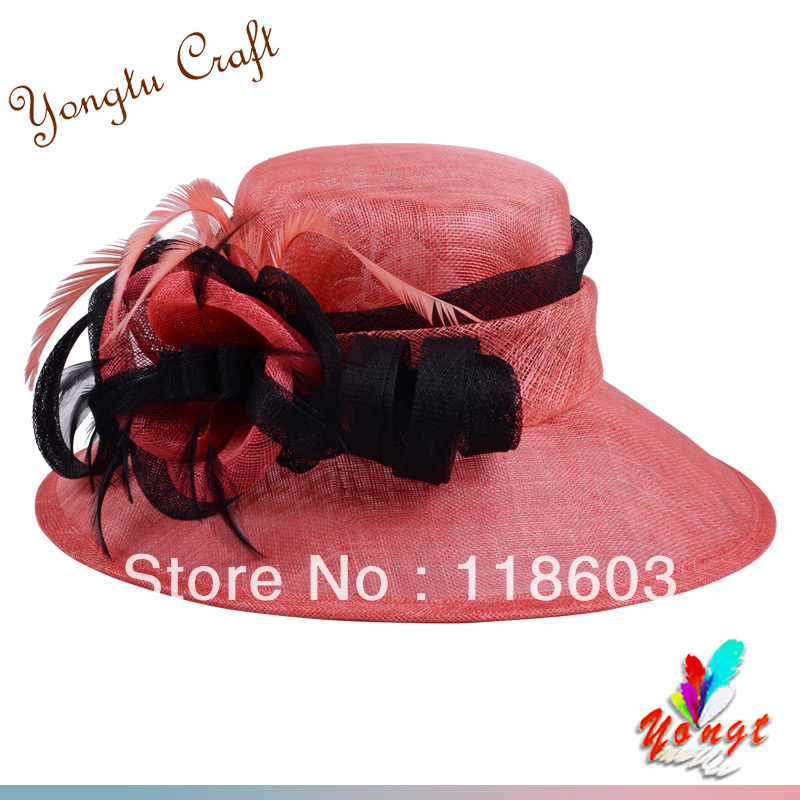 Fashionable and noble Sinamay hat with flower(yarn of flax and ramie) for formal occasion EMS Free Shipping045