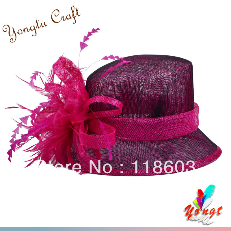 Fashionable and noble Sinamay hat with flower(yarn of flax and ramie) for formal occasion EMS Free Shipping070