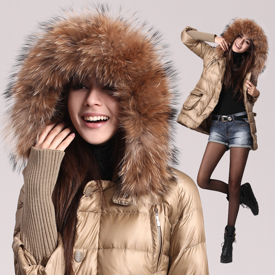 Fashionable casual thickening thermal women's medium-long down coat