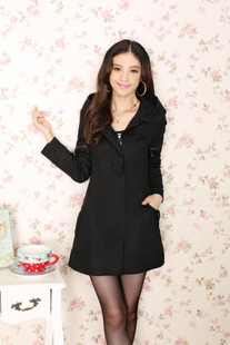 Fashionable casual women's medium-long hooded trench outerwear female 2012 autumn overcoat women's