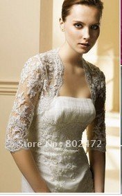 Fashionable Collections  White Tulle Plain Dyed Wedding Jackets with Appliques Details Free Shipping