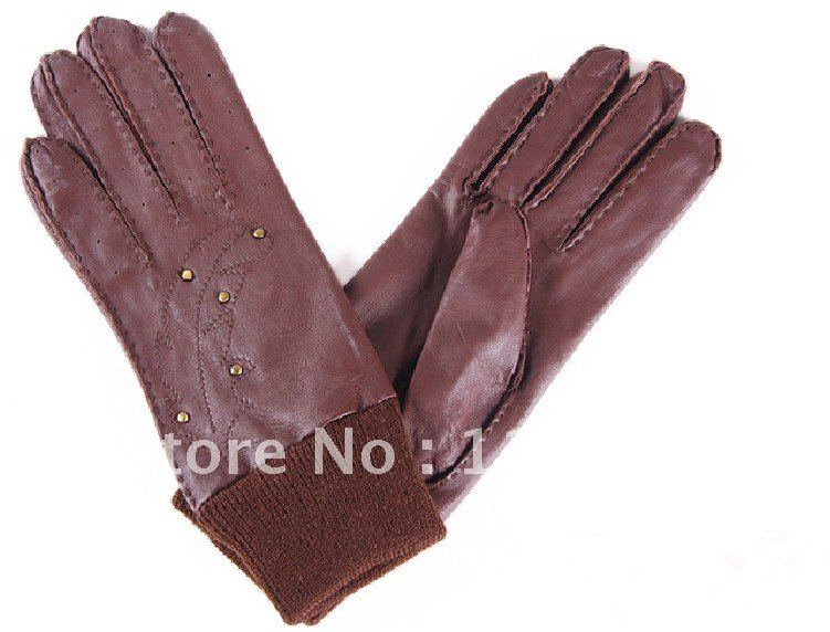 Fashionable Europe sheep skin women's leather gloves warm winter gloves