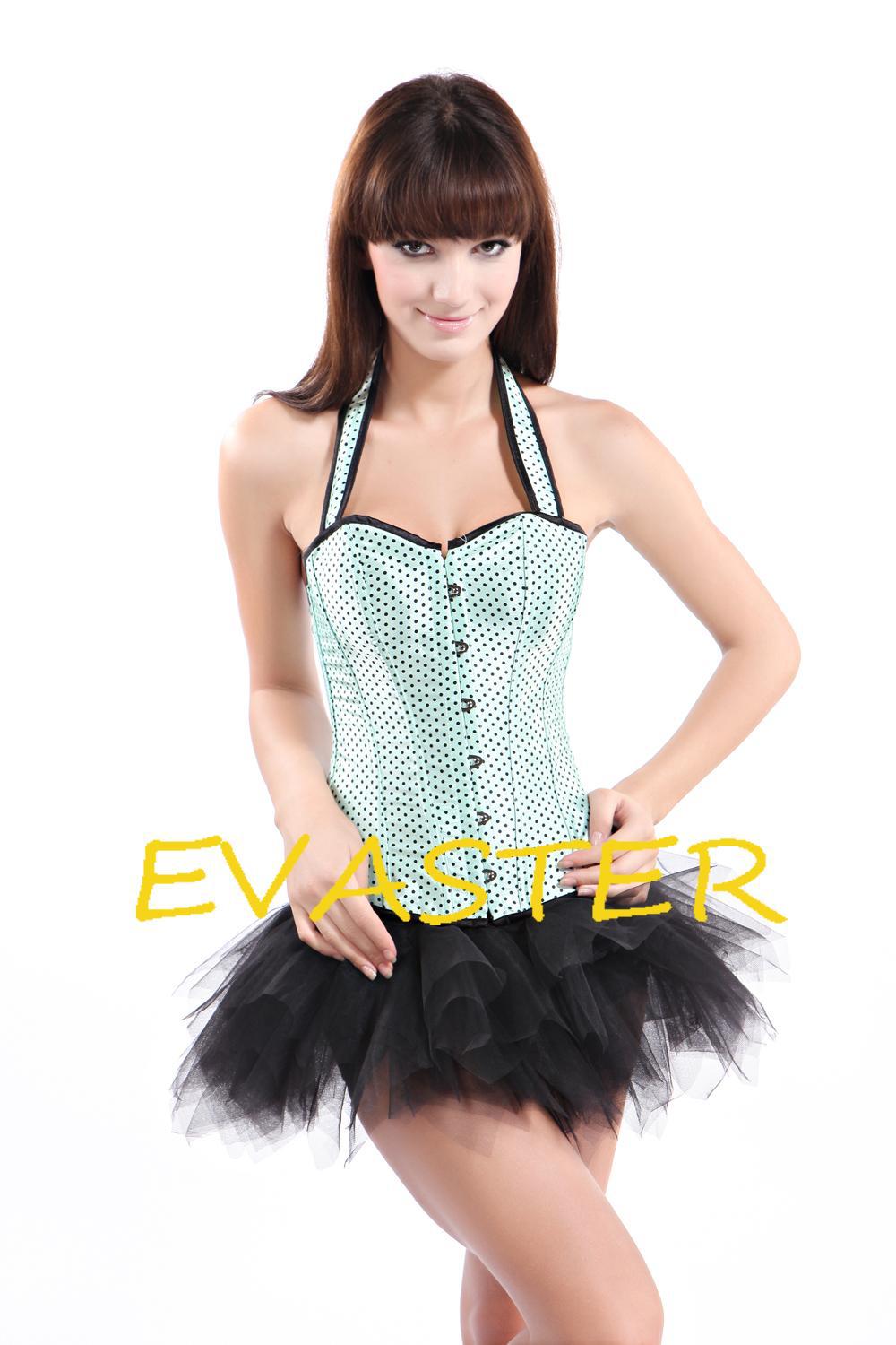 fashionable hotsale Mint Polka Dot Halter woman sexy corset bustier