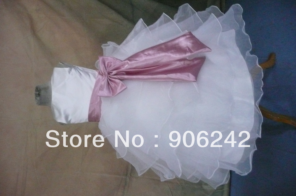 Fashionable Ivory Multilayer Organza With Sash Newest Bridal Flower Girl Dress LR-C