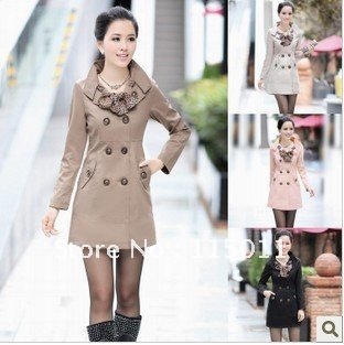 Fashionable skinny Korean long coat,Pocket style double breasted or V-Lapel coat Jacket/wind coat/Clothes Women,  FY028
