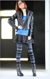 Fashionable velvet color striped pantyhose retro pants bar was thin colors