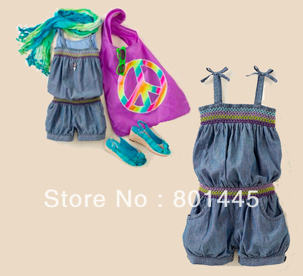 Fashional children suspender trousers girl cotton overalls jumpsuits for 70~120cm growth free shipping wholesale