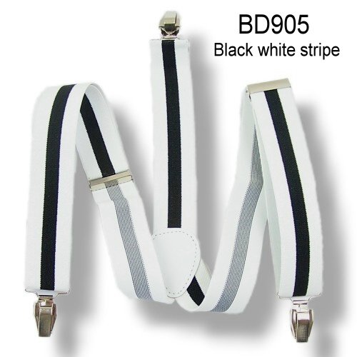 Fashional Unisex Suspenders Braces Adjustable Leather Fitting Metal Clip-on  Black White Striped BD905(welcome wholesale order)