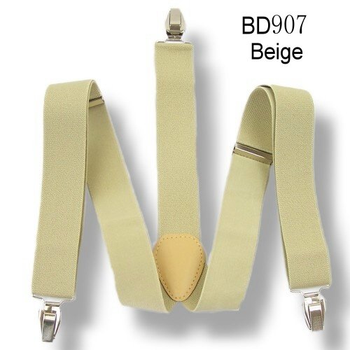 Fashional Unisex Suspenders Braces Adjustable Leather Fitting Metal Clip-on  Solid Beige BD907(welcome wholesale order)