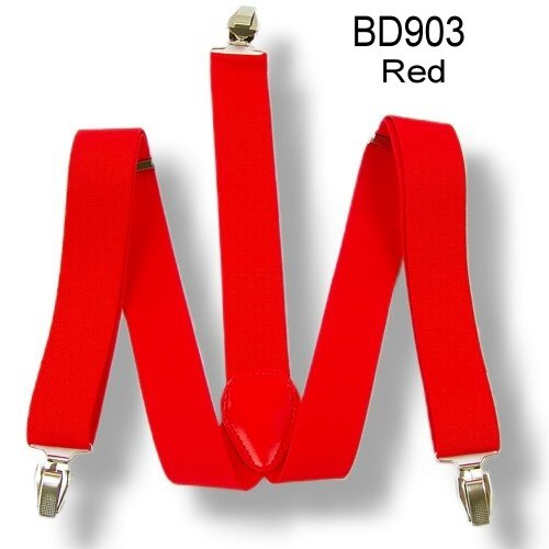 Fashional Unisex Suspenders Braces Adjustable Leather Fitting Metal Clip-on Solid Red BD903(welcome wholesale order)