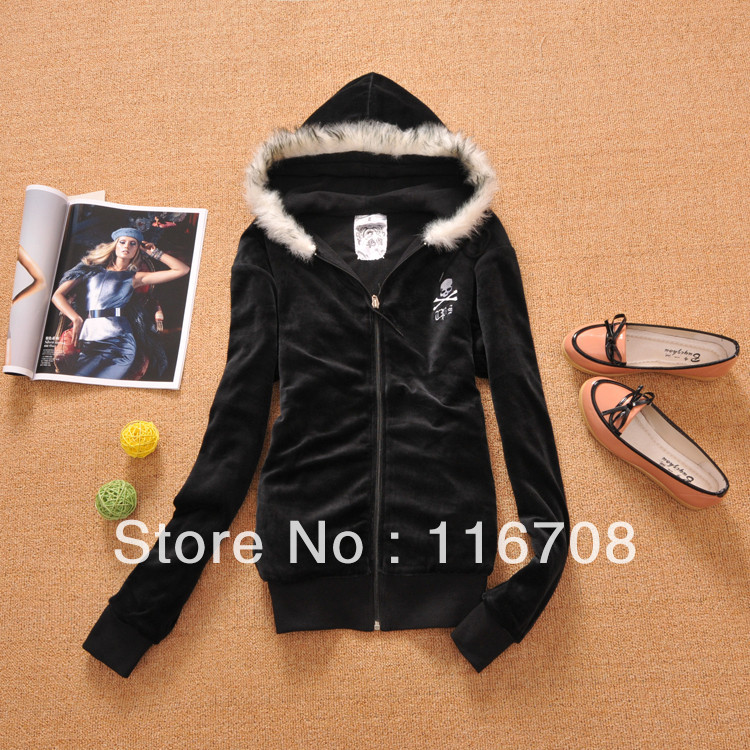 Fast China express 2013 spring and winter sweatshirt female slim long-sleeve casual fur collar hooded top pullover whd-039