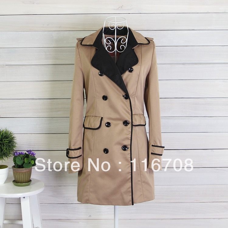 Fast China express 2013 spring winter women fashion all-match elegant slim double breasted medium-long trench WJK-081