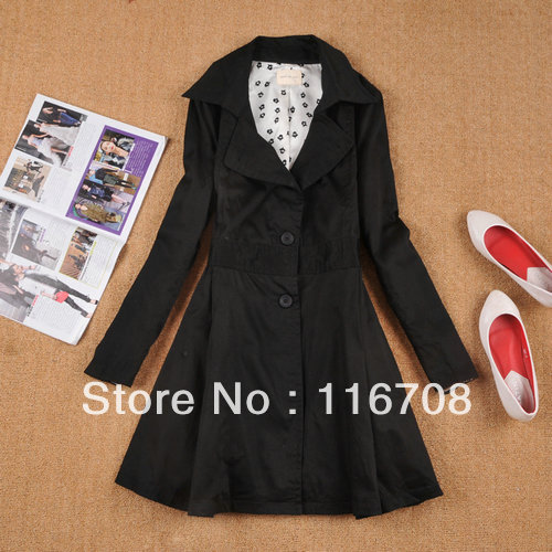 Fast China express Female autumn 100% cotton medium-long trench overcoat slim outerwear plus size wjk-076