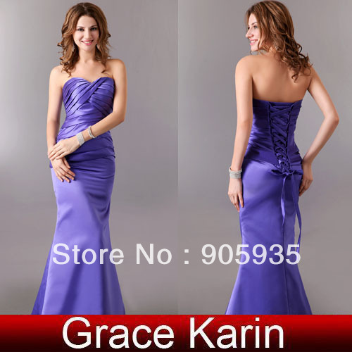 Fast Delivery 1pcs/lot Charming Floor Length Long Purple Formal Evening Gown Wedding Party bridesmaid Prom Dress CL3141