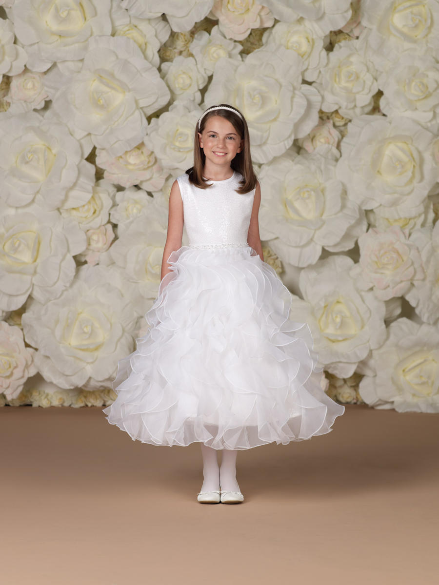 Fast delivery!handmade!beautiful girl dresses a-line white ankle length organza sleeveless wedding party girl dresses