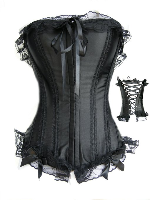 Fast delivery  New Women Clothing Sexy Lingerie Overbust  Corsets black Satin 2648