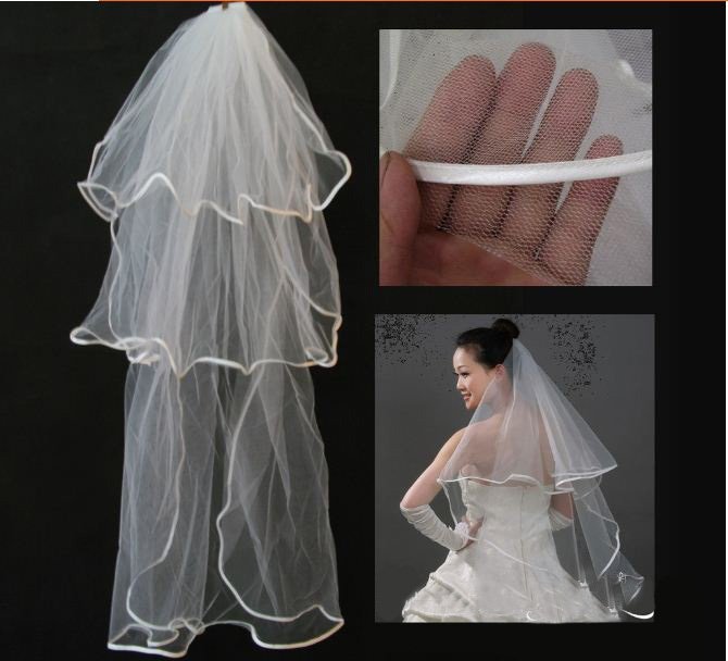 Fast Free Shipping/Bridal Veils/Three layer-MOK-V4